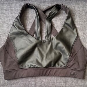 Splendid black leather sports bra strappy